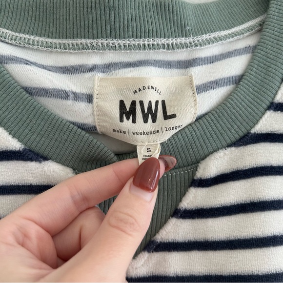 MWL Velour Crewneck Sweatshirt in Stripe - Picture 4 of 5